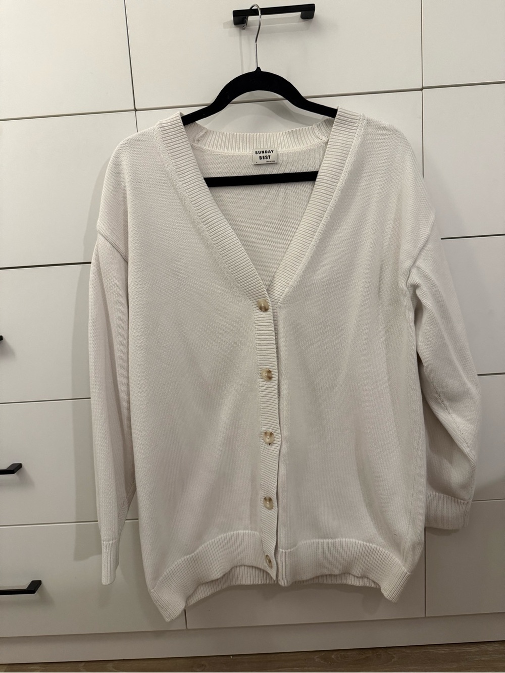 Sunday Best (Aritzia) Ivory V-Neck Button Cardigan